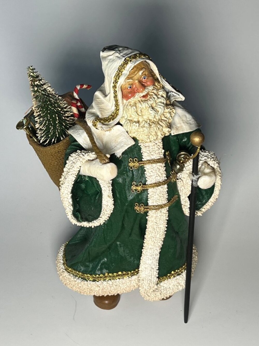 Possible Dreams Santa Claus Figurine 1988 Green Robe With Staff & Sack Of Toys
